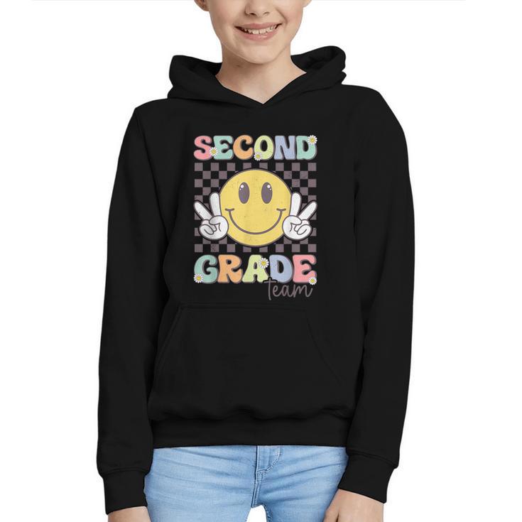 Second Grade Team Smile Face 2nd Grade Back To School Graphic Youth Hoodie