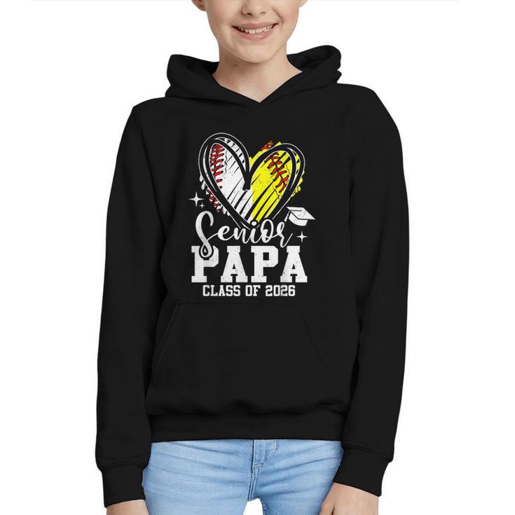 Senior Papa Class Of 2026 Baseball Softball Graduation Heart Graphic Youth Hoodie