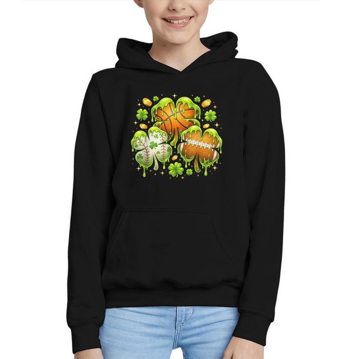 Shamrock Basketball Baseball Drip St Patrick's Day Boys Men Graphic Youth Hoodie