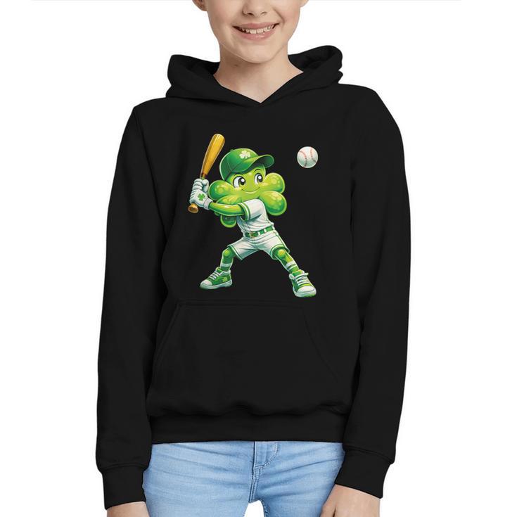 Shamrock Playing Baseball St Patricks Day Men Boys Kid Graphic Youth Hoodie