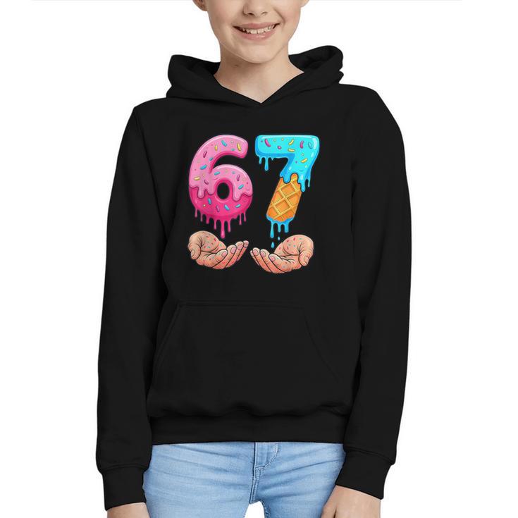 Six Seven 6-7 Baseball Ice Cream Drip 67 Meme Hands Graphic Youth Hoodie
