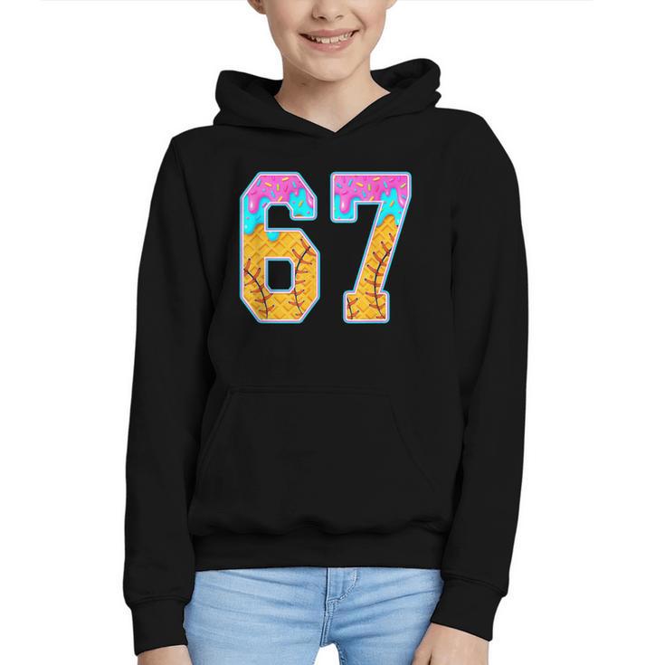 Six Seven Baseball Drip Graphic Youth Hoodie