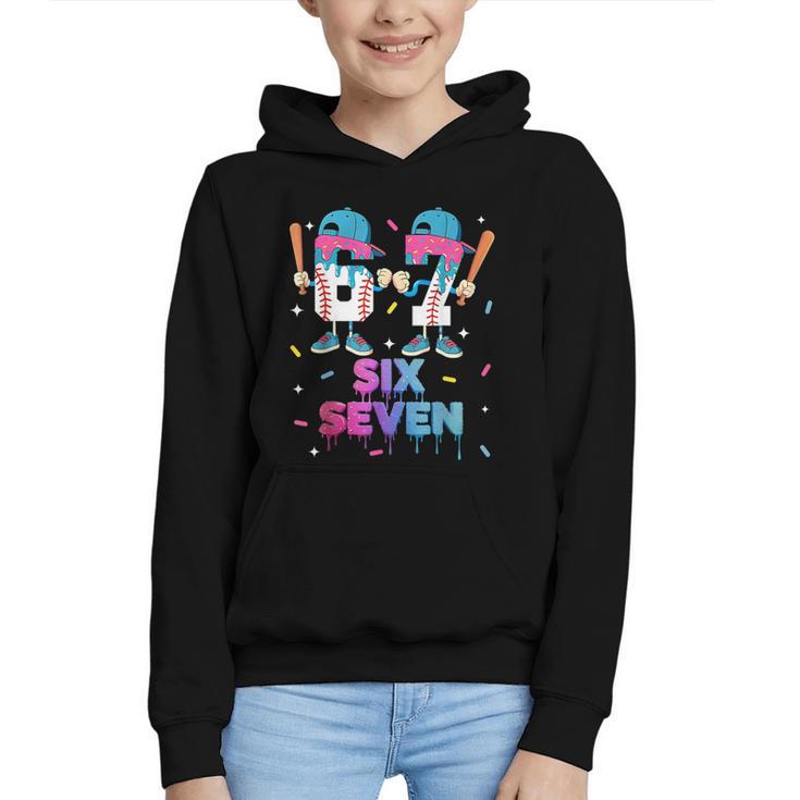 Six Seven Baseball Ice Cream Drip 6 7 Meme Gen Alpha Slang Graphic Youth Hoodie
