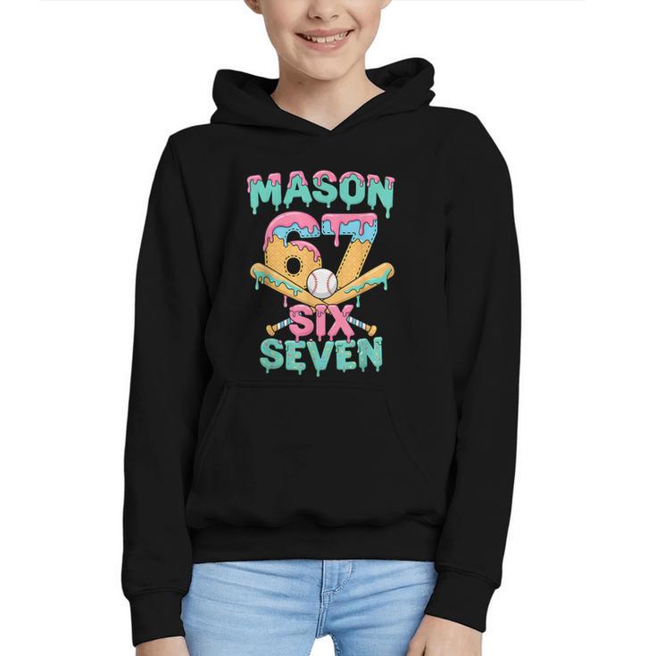 Six Seven Meme Mason Ice Cream Drip Baseball Number 67 Graphic Youth Hoodie
