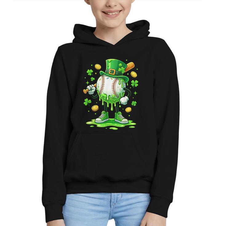 St Patrick Day Baseball Drip Ice Cream Baseball Graphic Youth Hoodie