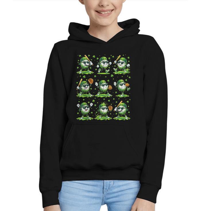 St Patricks Day Baseball Ice Cream Boys Baseball Player Graphic Youth Hoodie
