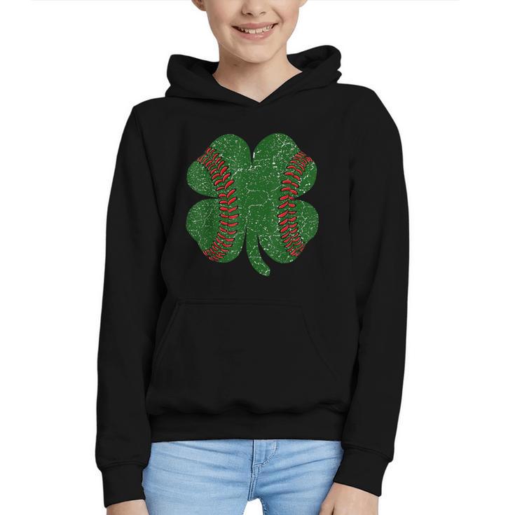 St Patricks Day Shamrock Baseball Saint Paddy's Graphic Youth Hoodie