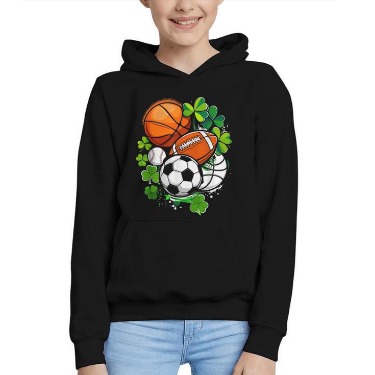 St Patricks Day Shamrock Basketball Baseball Football Soccer Graphic Youth Hoodie