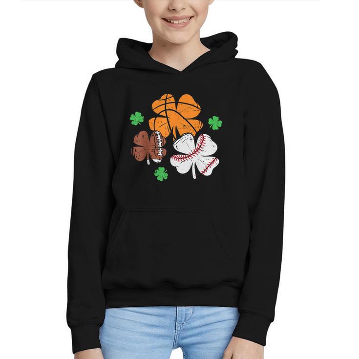 St Patricks Day Shamrock Basketball Baseball Men Boys Kids Graphic Youth Hoodie