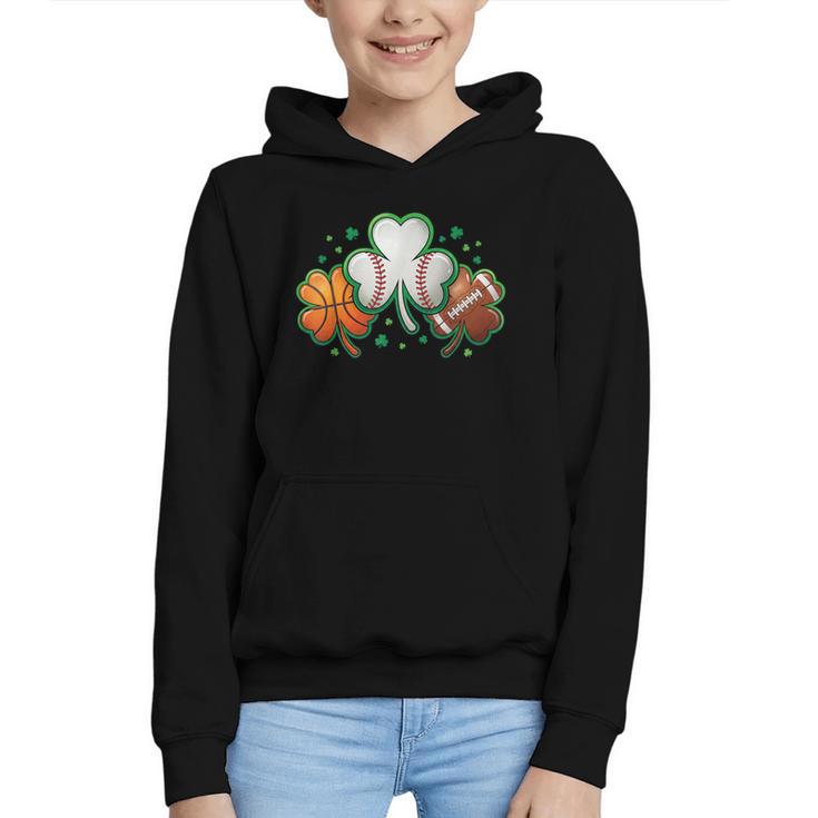 St Patricks Day Shamrock Sports Baseball Basketball Football Graphic Youth Hoodie