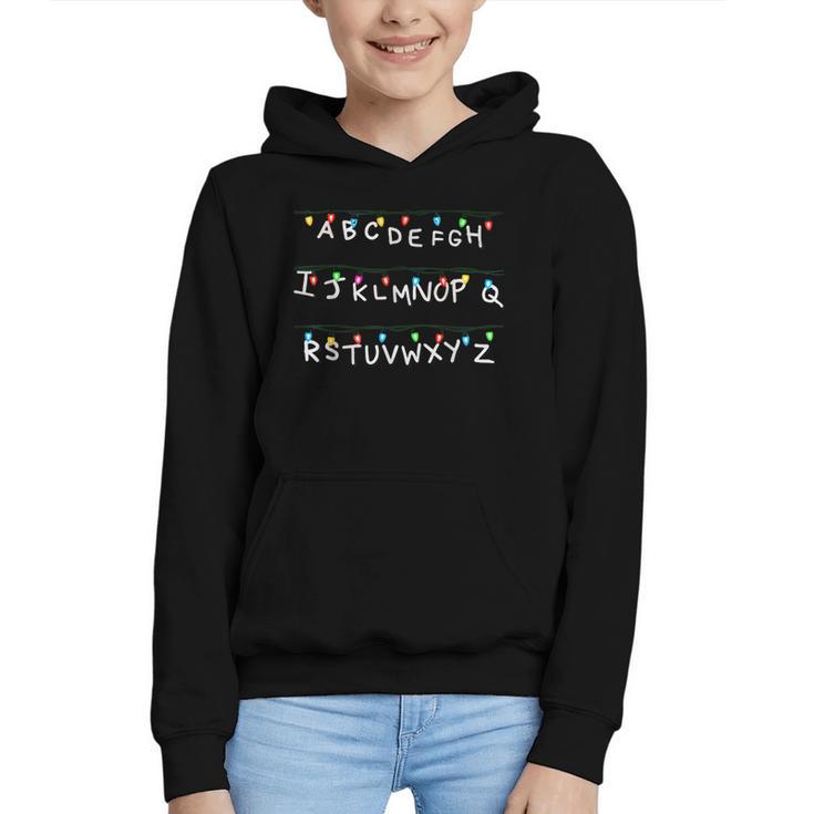 Stranger Wall Alphabet Lights Spooky Back To School Graphic Youth Hoodie