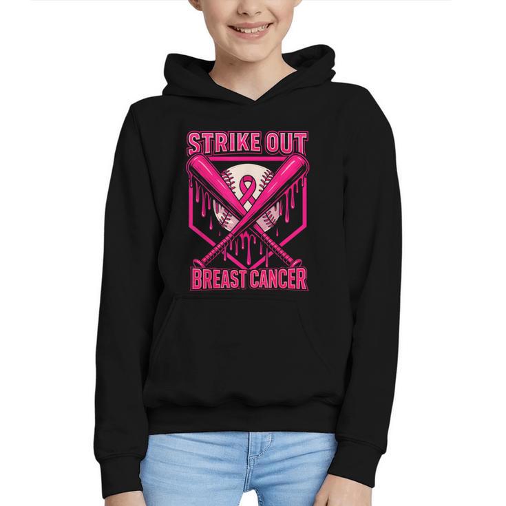 Strike Out Breast Cancer Baseball Ice Cream Drip Graphic Youth Hoodie