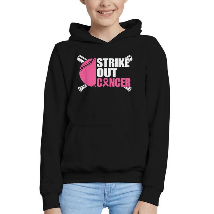 Strike Out Cancer Breast Cancer Awareness Baseball Warrior Graphic Youth Hoodie