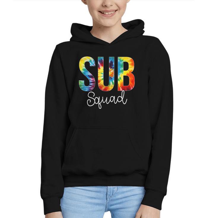 Sub Squad For Work Tie Dye Back To School Appreciation Day Graphic Youth Hoodie