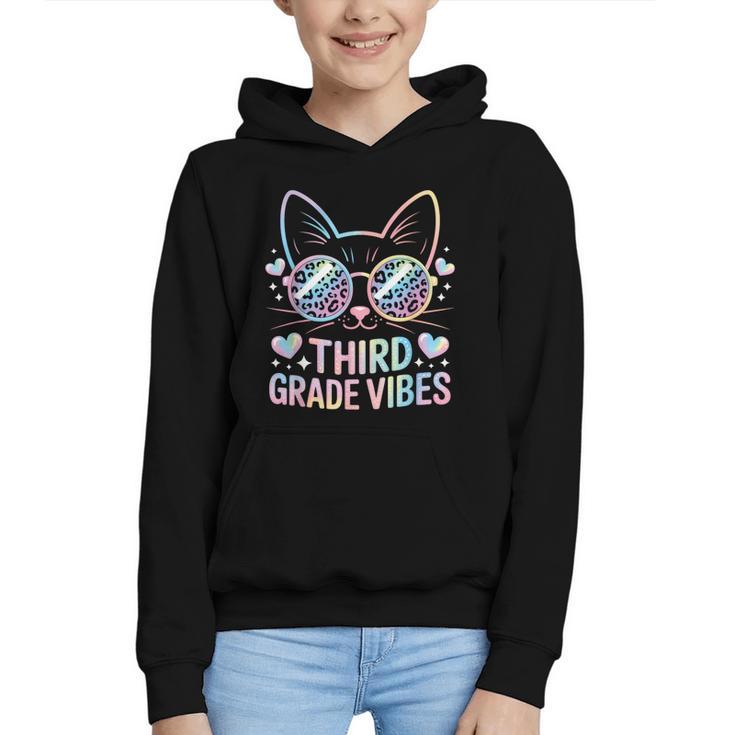Third 3rd Grade Vibes Back To School Cute Cat Cute For Girls Graphic Youth Hoodie