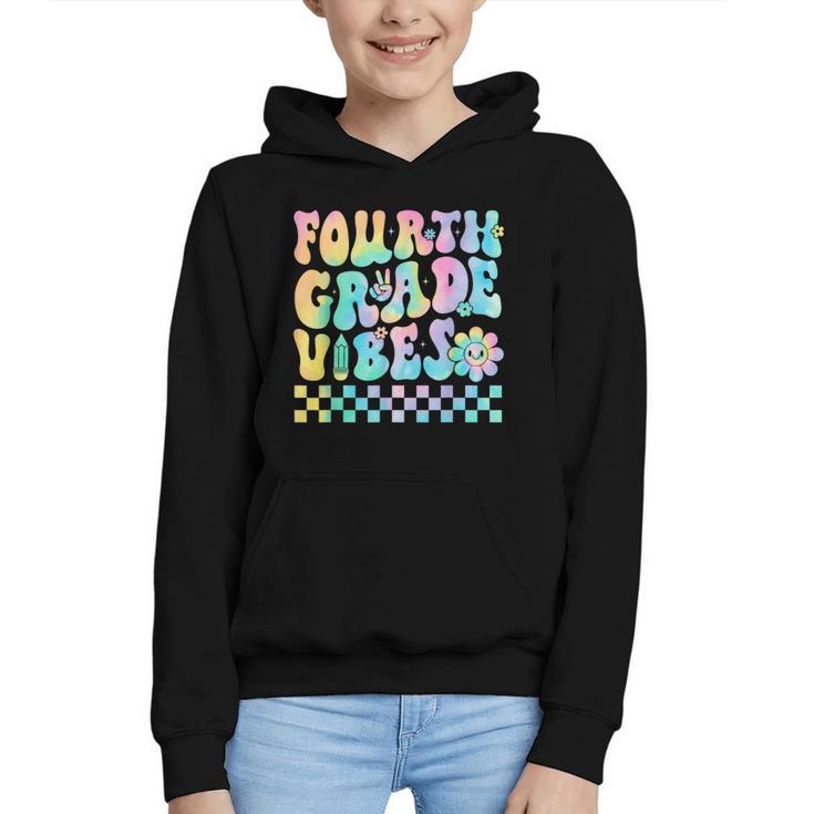 Tie Dye 4th Grade Vibes Fourth Grade Retro Back To School Graphic Youth Hoodie