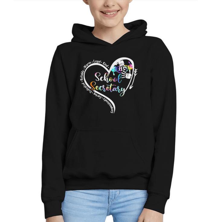 Tie Dye Heart School Secretary Life Tee Cute Back To School Graphic Youth Hoodie