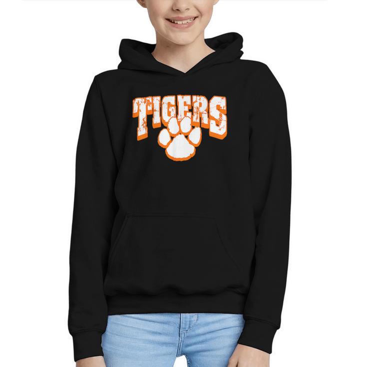 Tigers School Spirit Mascot Back To School Orange Graphic Youth Hoodie