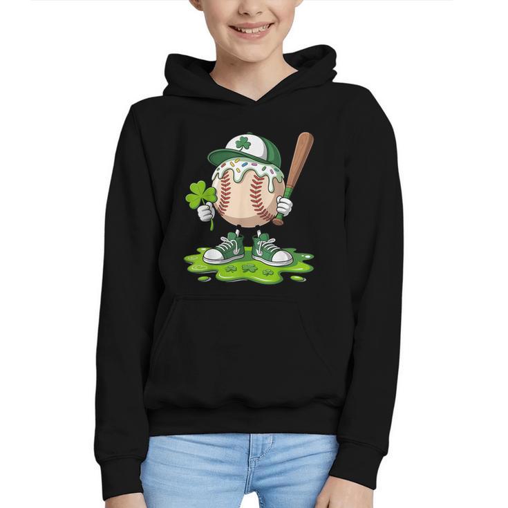 Toddler Baseball Drip Ice Cream Boys Kids St Patricks Day Graphic Youth Hoodie
