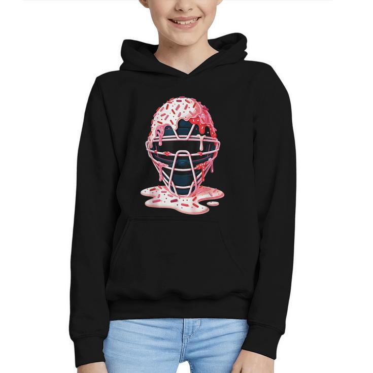 Valentine Baseball Catcher Mask Ice Cream Drip Tee For Boys Graphic Youth Hoodie