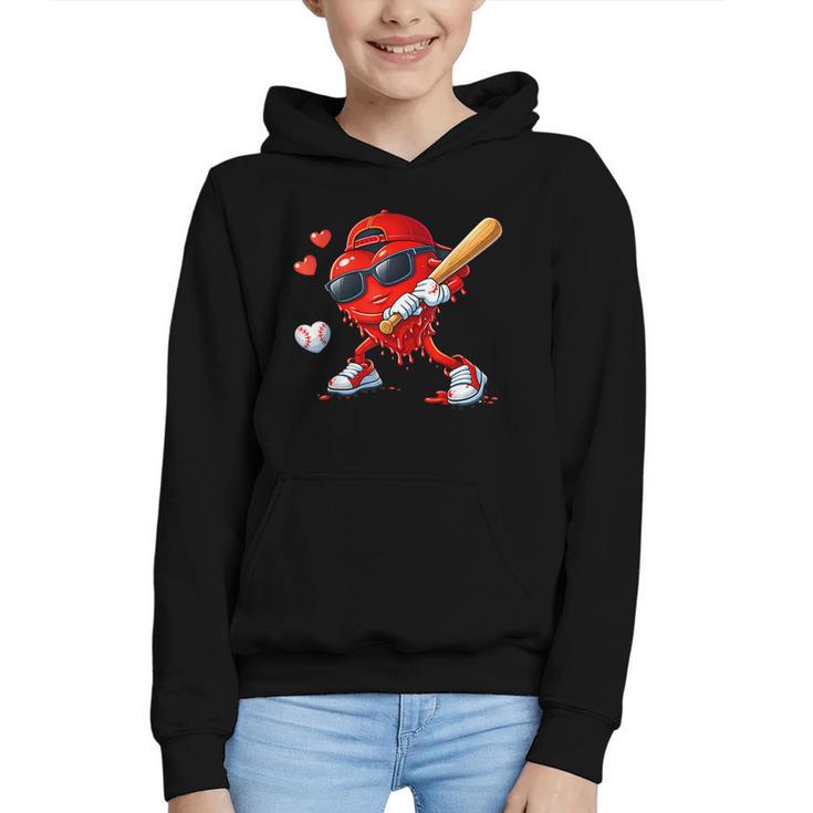 Valentine Baseball Heart Sports Love Valentines Day Boys Graphic Youth Hoodie