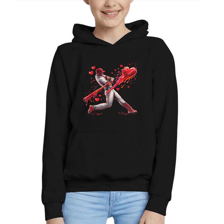 Valentine Baseball Player Drip Graphic Youth Hoodie