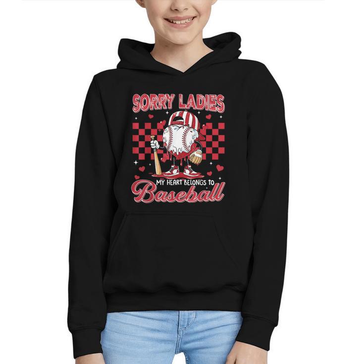 Valentine My Heart Belongs Baseball Lover Boy Men Graphic Youth Hoodie