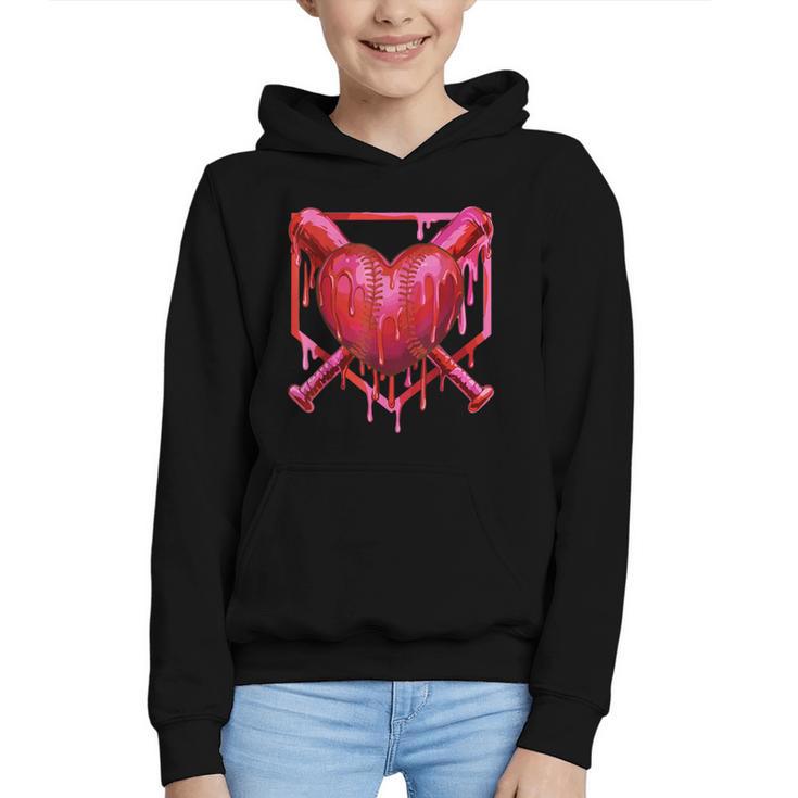 Valentines Day Baseball Red Heart Dab Boys Girls Kids Graphic Youth Hoodie