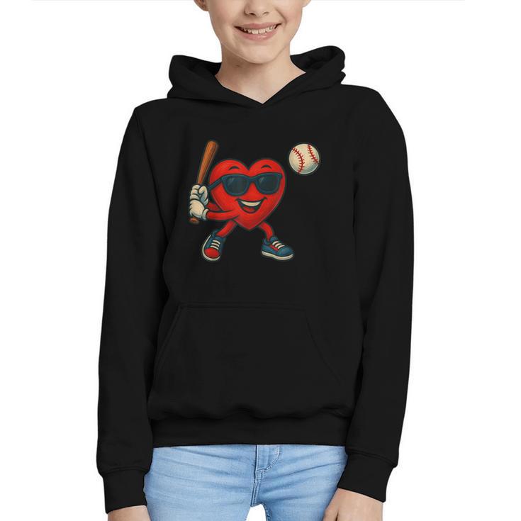 Valentines Day Baseball Red Heart Love Boys Kids Tee Graphic Youth Hoodie