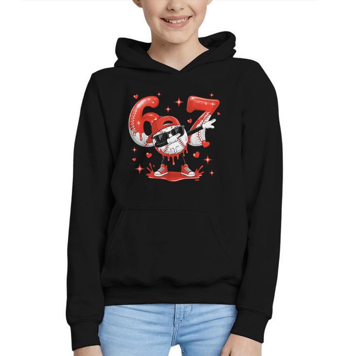 Valentines Day Six Seven Baseball 6 7 Meme Dab Heart Boys Graphic Youth Hoodie