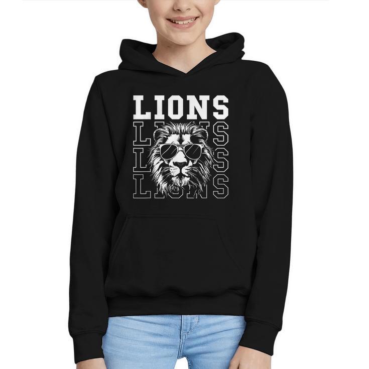 Vintage Lions School Spirit Fan Team Back To School Graphic Youth Hoodie