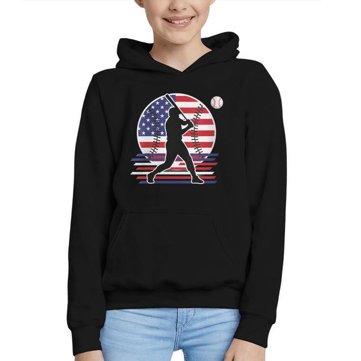 Women's Batter Patriotic American Flag Baseball Silks Graphic Youth Hoodie