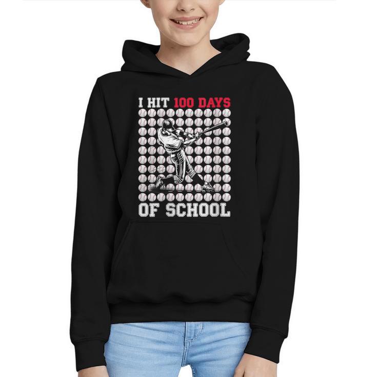Women's I Hit 100 Days Of School Baseball 100th Day Boys Kids Graphic Youth Hoodie