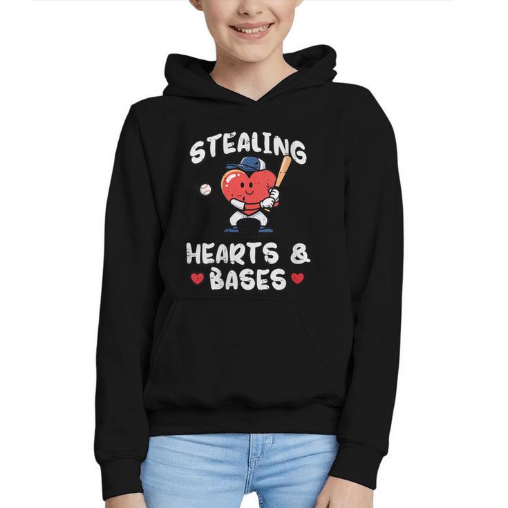 Women's Valentines Day Baseball Stealing Hearts Bases Boys Kids Men Graphic Youth Hoodie