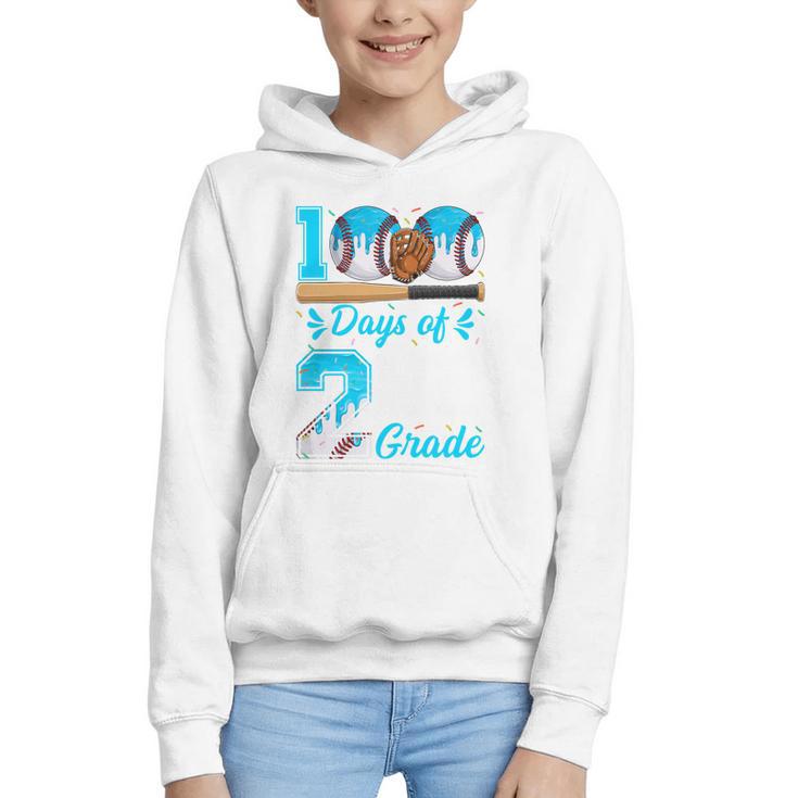 100 Days Of 2nd Grade Baseball 100th Day Of School Boys Kids Graphic Youth Hoodie