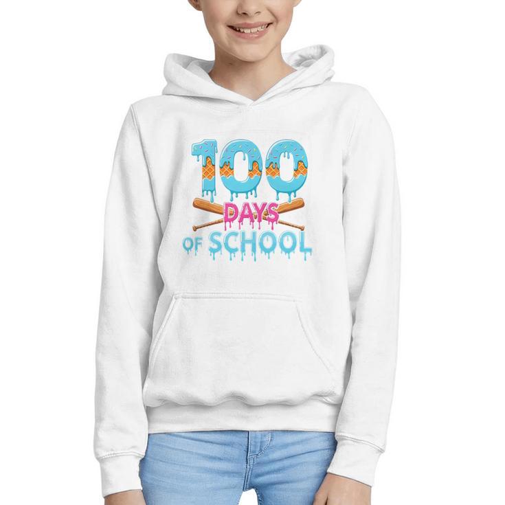 100 Days Of School Drip Ice Cream Baseball For Teacher Kids Premium Tri-Blend Graphic Youth Hoodie