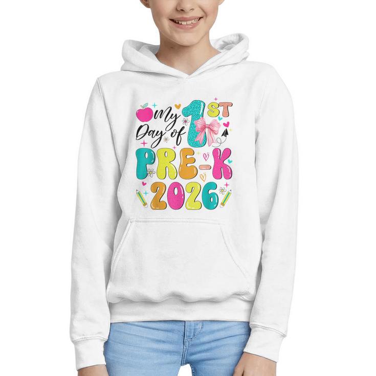 My 1st Day Of Pre-K 2026 Back To School Bow PreK Kids Girls Graphic Youth Hoodie