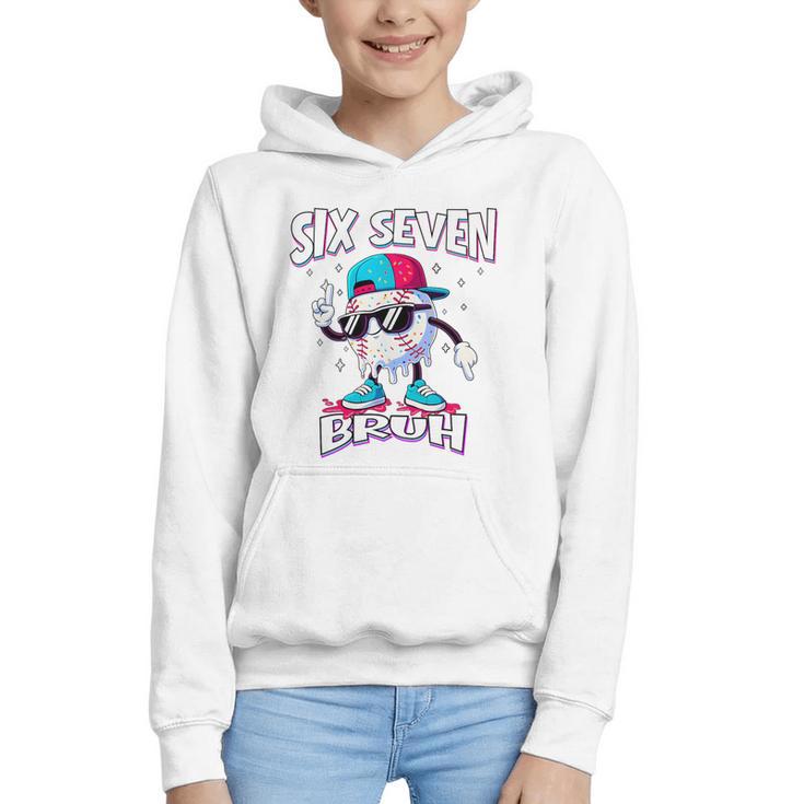 67 Meme Six Seven Baseball Ice Cream Drip Girls Boys Premium Tri-Blend Graphic Youth Hoodie