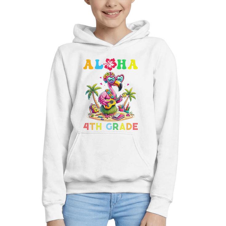 Aloha Fourth Grade Flamingo Hawaii Back To School Kids Girl Premium Tri-Blend Graphic Youth Hoodie
