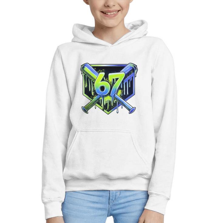 Awesome 67 Baseball Drip Effect Baseball 6-7 Meme Graphic Premium Tri-Blend Graphic Youth Hoodie