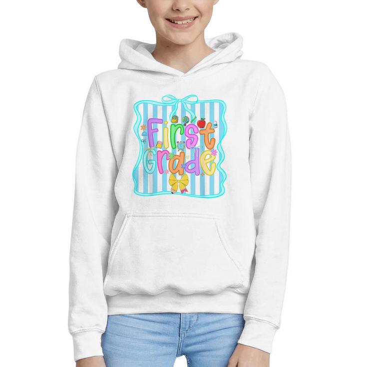 Back To School First Grade For Teen Girls Bow 1st Grade Kids Graphic Youth Hoodie
