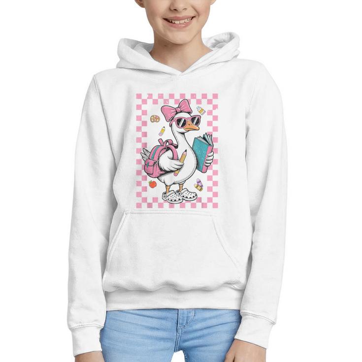 Back To School Goose First Day Of School Boy Girl Graphic Youth Hoodie