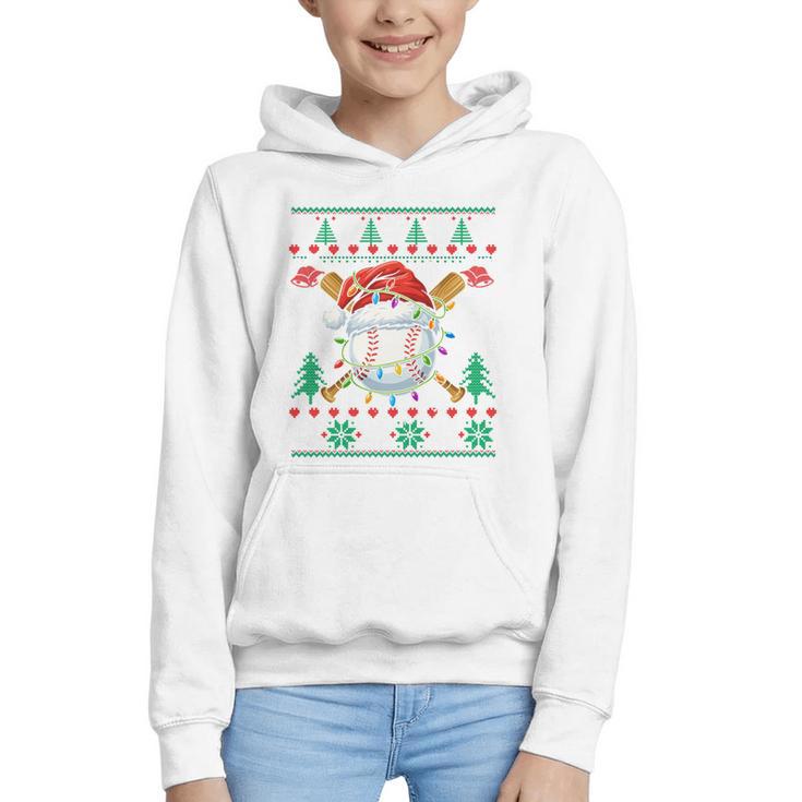 Baseball Christmas Ugly Sweater Santa Sport Men Kids Graphic Youth Hoodie
