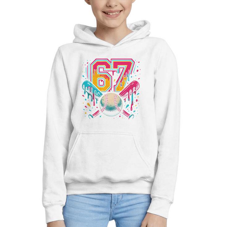 Baseball Drip 6 7 Number 67 Six Seven Meme Boys Kids Graphic Youth Hoodie