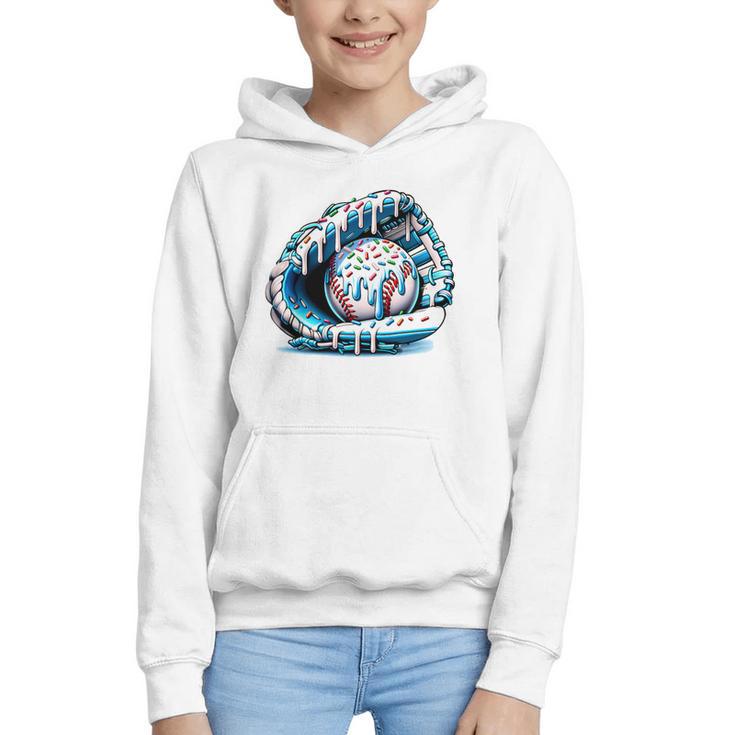 Baseball Drip Ice Cream Sprinkles Baseball Glove Premium Tri-Blend Graphic Youth Hoodie
