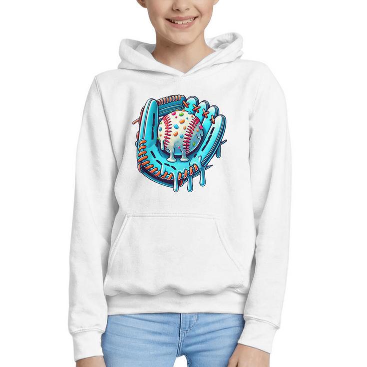 Baseball Drip Ice Cream Sprinkles Baseball Player Premium Tri-Blend Graphic Youth Hoodie