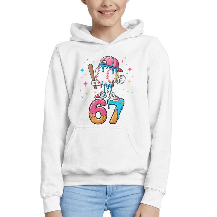 Baseball Drip Number 67 Six Seven Meme Ice Cream Dripping Graphic Youth Hoodie