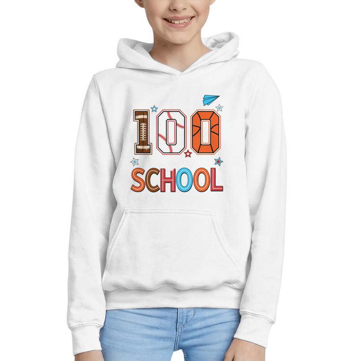 Baseball Football Basketball I Survived 100 Days Of School Graphic Youth Hoodie