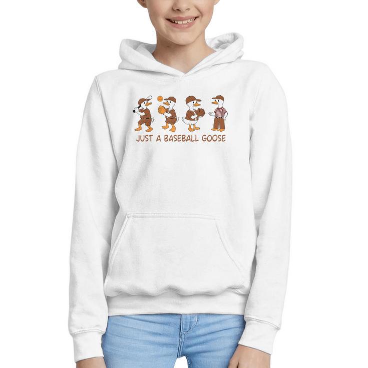 Baseball Goose Baseball Silly Goose Game Day Sports Graphic Youth Hoodie