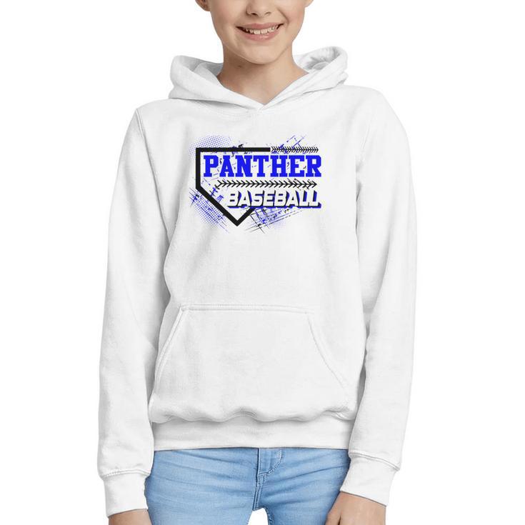 Blue Panther Baseball Home Plate Game Day Mascot Panther Graphic Youth Hoodie